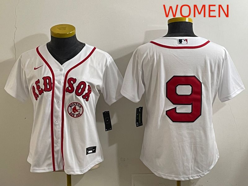 Women Boston Red Sox #9 No Name White Game 2025 Nike MLB Jersey style 6->women mlb jersey->Women Jersey